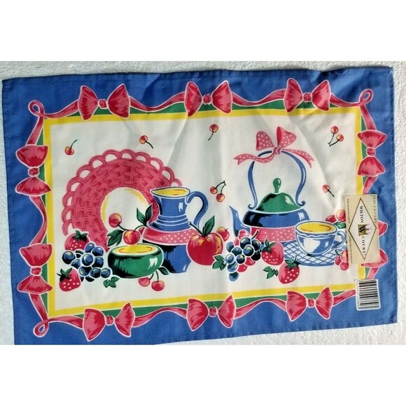 Placemats Teapot Cup & Fruit Set of 4  Classic Design New Tags Wilton Court - Picture 3 of 5